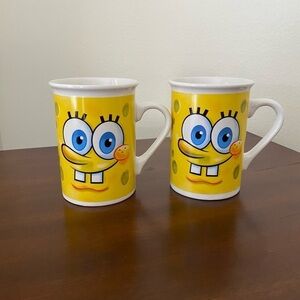 SpongeBob SquarePants 2013 Coffee/Tea Mugs • Set of 2 • 8oz • Rare Viacom Collec
